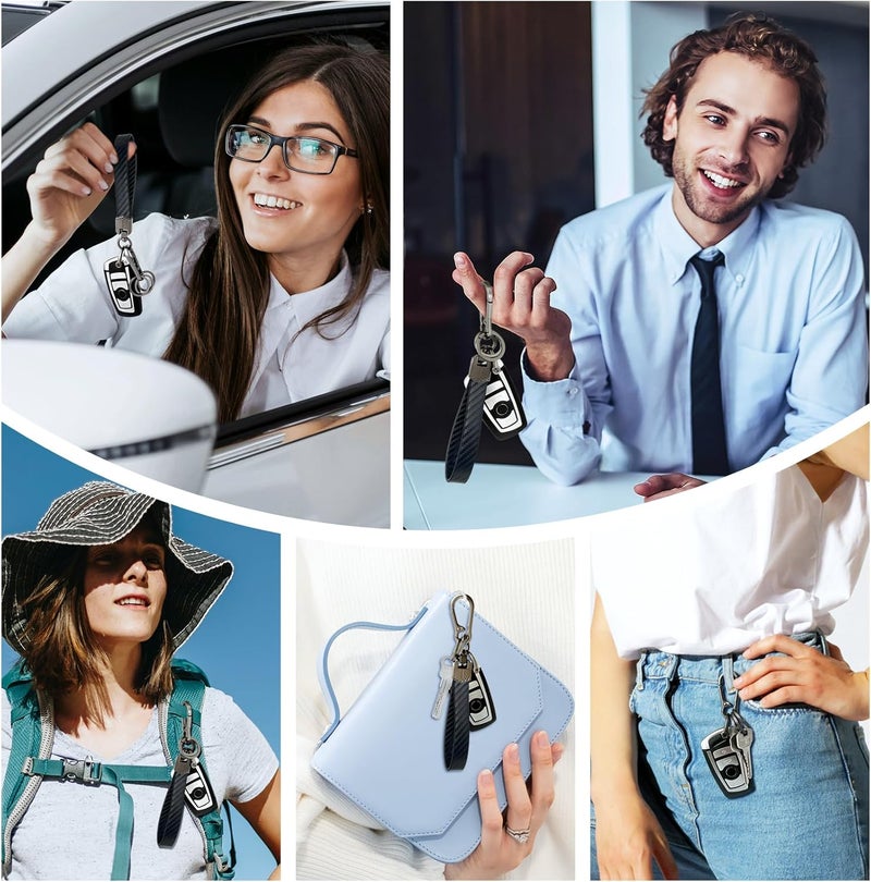 OHKYOOT Store Leather Car Keychain,Carabiner Clip Key Fob Keychain for Home Car Keys Women Men - Image 4
